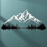 Slickss Large Mountain Forest Metal Wall Art, Modern Nature Decor | White Mountain &amp; Black Forest, 4-Piece Set Forms 32"x15", Waterproof Metal, For Living Room, Bedroom, Office, Nature Accent.
