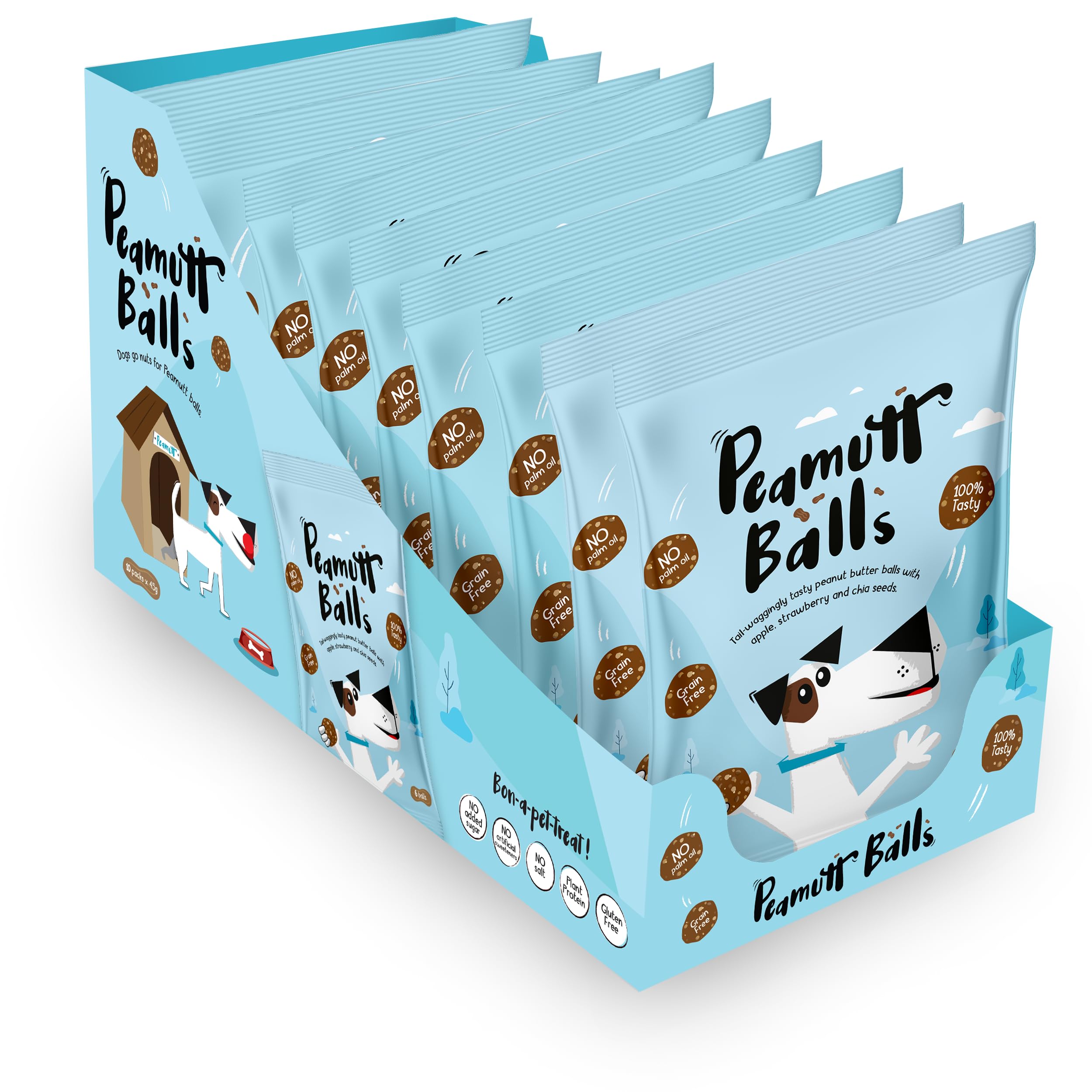Peamutt Butter Balls, 10 x 45g, Peanut Butter Dog Treat, Formulated for Dogs, No Palm Oil, Feed as a Treat or Reward, Suitable for Dogs over 4 Months