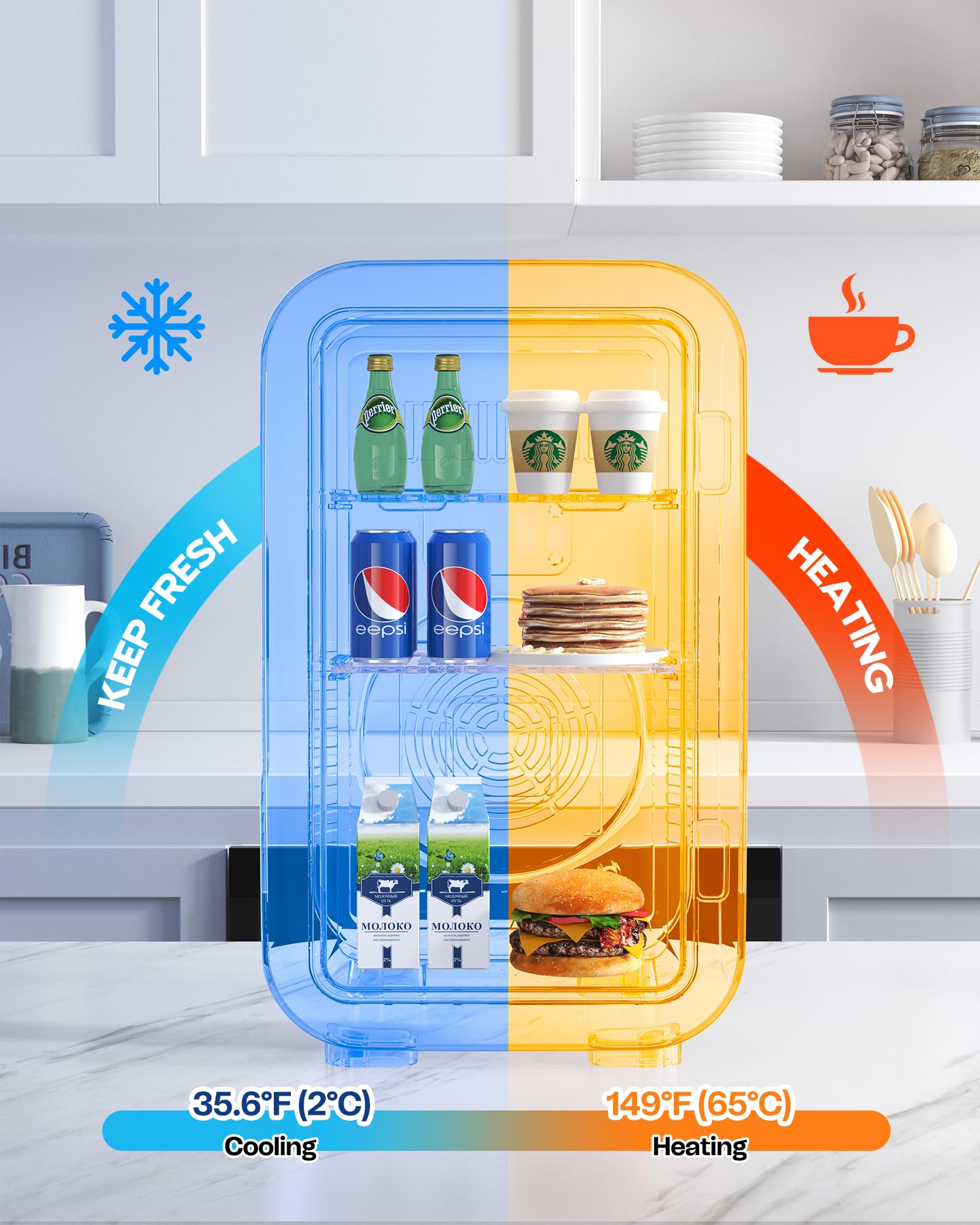 BEICHEN Mini Fridge,6 Liter / 8 Can Small Fridge for Bedroom, Car, Office & Dorm, 110V AC/DC Portable Thermoelectric Cooler & Warmer for Skincare, Food, Drinks, White