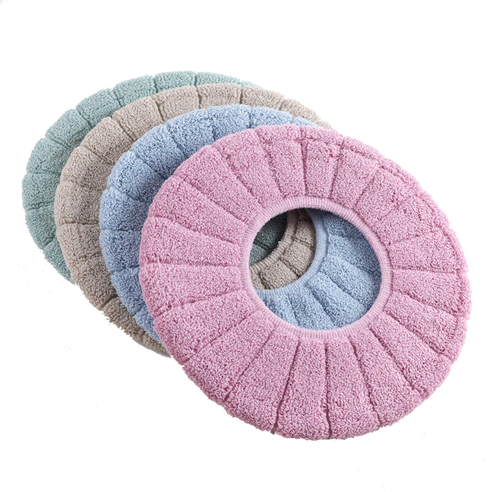 Fine jade2 Toilet seat Cover Cushion Pads Soft Bathroom Toilet Cushion Washable Toilet seat Cover Pads,Washable, Easy Clean, Fiber Fabric, for Women Men Unisex 4 Pcs (Brown + Green + Blue + Pink)
