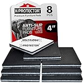 Non Slip Furniture Pads X-PROTECTOR - 8 PCS 4" - Premium Furniture Grippers! Rubber Feet Hardwood Floor Protectors for Furniture Legs - Couch Stoppers - Keep Your Furniture in Place Forever!