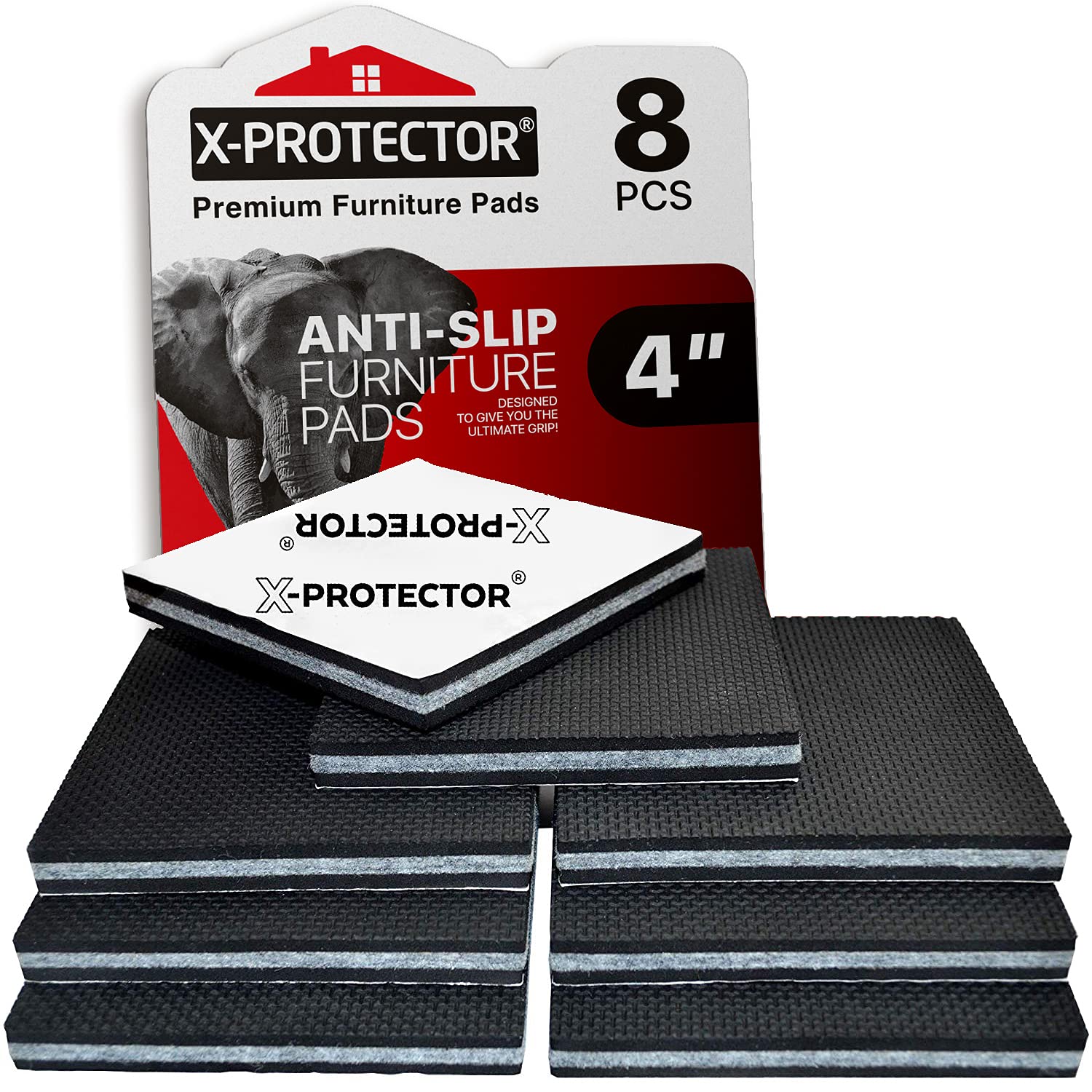 Photo 1 of Non Slip Furniture Pads X-PROTECTOR - 8 PCS 4" - Premium Furniture Grippers! Rubber Feet Hardwood Floor Protectors for Furniture Legs - Couch Stoppers - Keep Your Furniture in Place Forever!