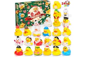 Sumsync Christmas Advent Calendar 2023 | 24 Rubber Ducks Toys For 3 4 5 6 7 8 Year-Old Boys Girls Kids Toddlers | Creative Christmas Gift For Boys Girls | Rubber Ducky Bath Toy