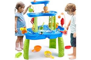 FRUSE Kids Water Table for Toddlers 3-5,3-Tier Splashing Sand Water Table Toys with Accessories,Activity Sensory Play Table for Summer Beach Backyard,Outdoor Toy for Kids Boys Girls Age 3 4 5 6 7 8