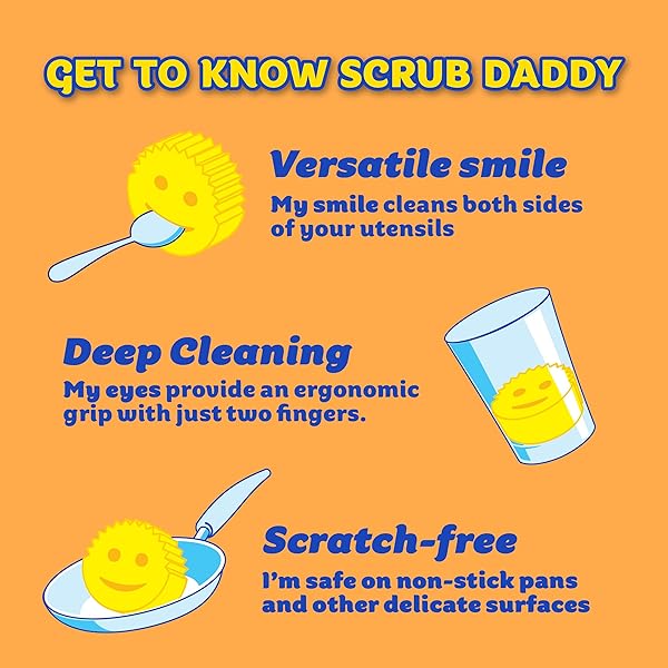 SCRUB DADDY SPONGES & CIF ALL PURPOSE CLEANER, LEMON – NON SCRATCH SPONGES FOR KITCHEN + BATHROOM – SCRUBBER AND MULTIPURPOSE CLEANER CREAM – CLEANING SUPPLIES KIT