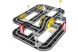 MRUIKENY Magnetic Tiles Road Set, Magnetic Blocks Building Toys for 3+ Year Old Boys Girls, Magnetic Construction Toys Preschool Educational Kids Toys Magnetic Tiles for Toddlers 3-5 (Magnetic Tiles Road Set)