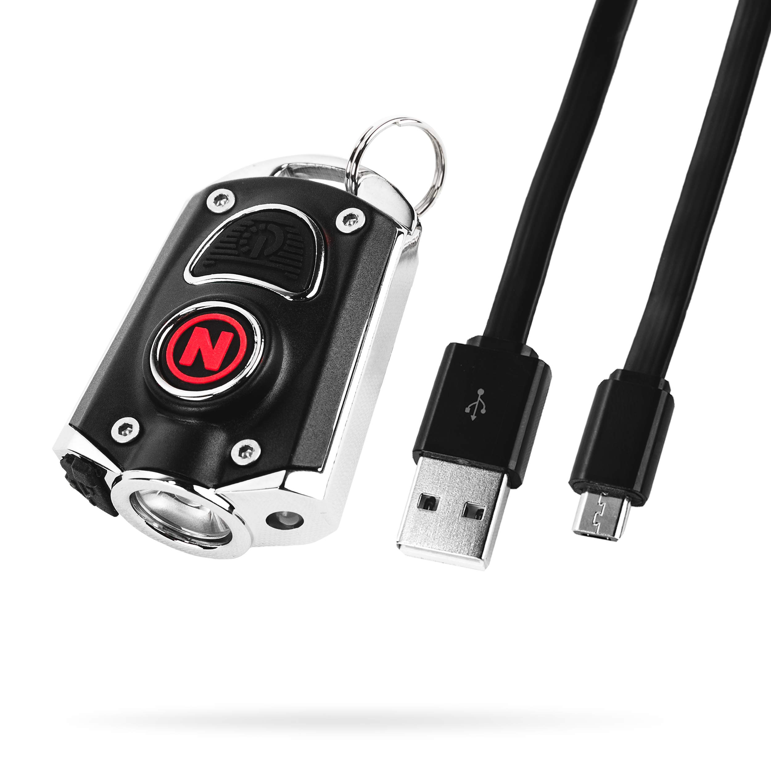 Photo 1 of NEBO MYCRO Keychain Flashlight | 400 Lumens, 40 Hours Run Time, Rechargeable EDC Light With 6 Red, Green & White Modes, Water Resistant, Portable, Includes Charging Cable & Stainless Steel Necklace