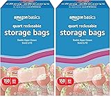Amazon Basics Quart Food Storage Bags, 150 Count