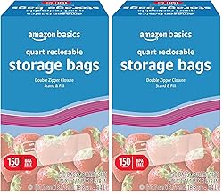 Amazon Basics Quart Food Storage Bags, 150 Count
