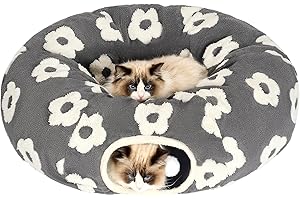 Pesen Cat Tunnel Bed with Soft Cushion, Cat Toys for Indoor Cats Enhance Bonding Between Pets and Owners, Encourage Exploration, and Satisfy Natural Instincts for Kittens, Dogs, and Rabbits
