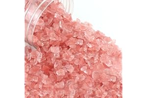 LePe Crushed Fire Glass, Translucent Broken Glass，Decorative for Resin Art, Fire Pits, Potted Plants, Garden and Indoor Use, 6-9mm Fire Pit Glass, 1 Pound in Jar(Watermelon Red)