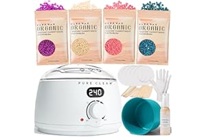 PURECLEAN Waxing Kit for Women Men, Digital Hard Wax Kit for Hair Removal with 44 Wax Items for Home Waxing, Wax Warmer Kit for Full Body Face Eyebrow Bikini Brazilian Waxing