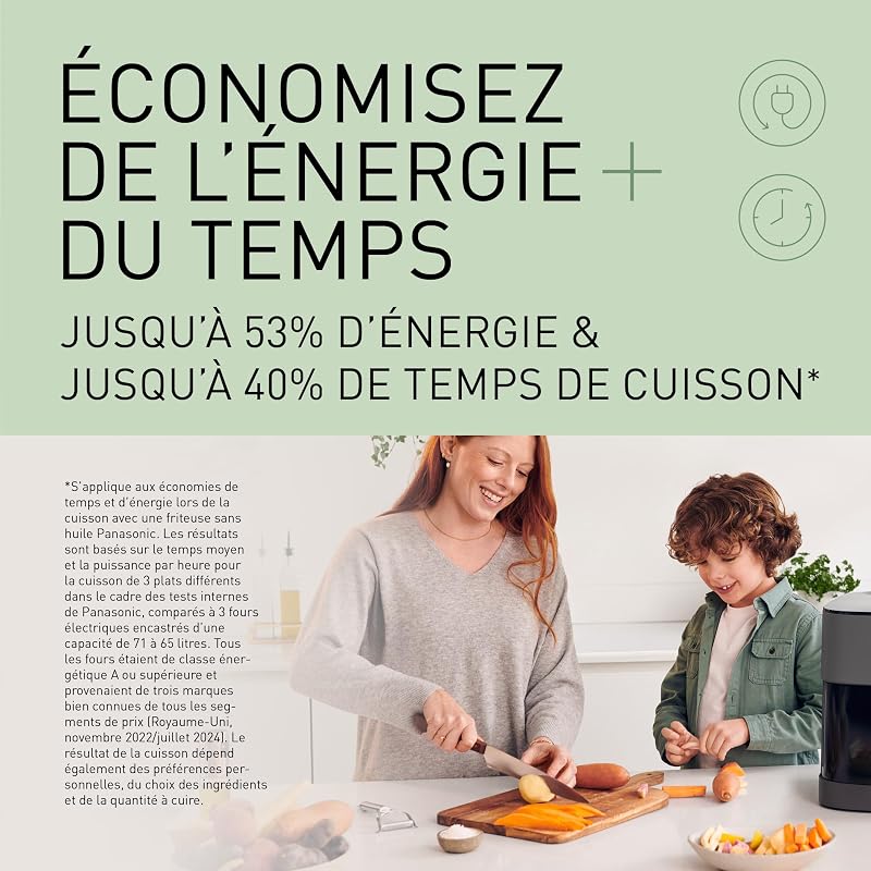 NF-CC600AXE AirFryer Friteuse sans huile avec Hublot, 5L, 80-200°C, Minuterie Numérique et Écran LCD, Vapeur Douce, 11 Préréglages, Nettoyage Facile, Noir/Bleu Foncé et Poignée Or Rose