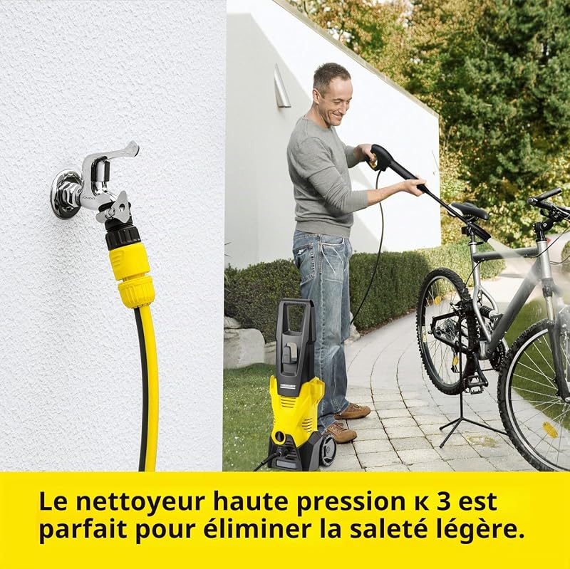 Nettoyeur Haute Pression K 3, Pression : Max. 120 Bar, Débit : 380 l/h, Surface : 25 m²/h, Filtre à Eau, Poids : 6 kg, Flexible et Pistolet Haute Pression, Rotabuse, Lance