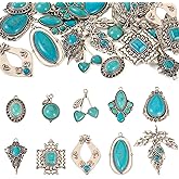 Pandahall 20pcs Western Charms for Jewelry Making - Turquoise Pendants, Tibetan Flower Kite, Earring Charms for Bohemian Bracelets, Necklaces, Earrings