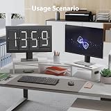 BONTEC Dual Monitor Stand Riser Adjustable Length & Angle White view 7