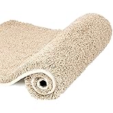 Walensee Bathroom Rug Non Slip Bath Mat (16 x 24, Beige) Water Absorbent Soft Microfiber Shaggy Bathroom Mat Machine Washable Bath Rug Thick Plush Rugs for Shower
