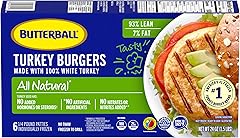 Butterball Frozen Turkey Burgers, All Natural White, 1/4 lb. Patties, 1.5 lbs., 6 count