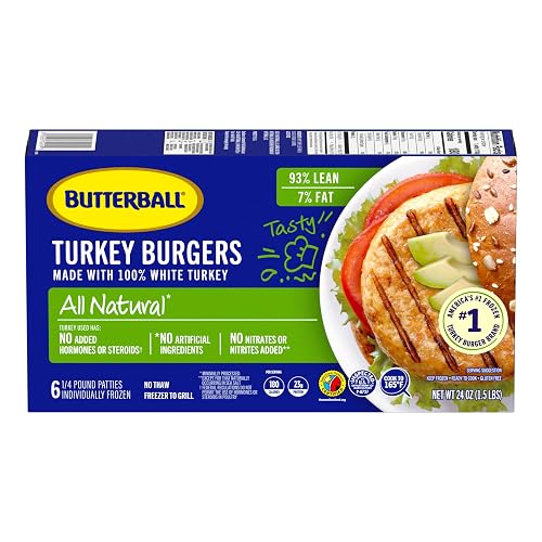 Butterball Frozen Turkey Burgers, All Natural White, 1/