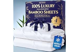 DECOLURE 100% Viscose Derived from Bamboo Sheets Queen Size - Luxury 4 Pc Naturally Cooling Sheets, Ultra Soft Bed Set - Deep 17" Pockets, Durable Double Stitching, Oeko Tex Standard (White)