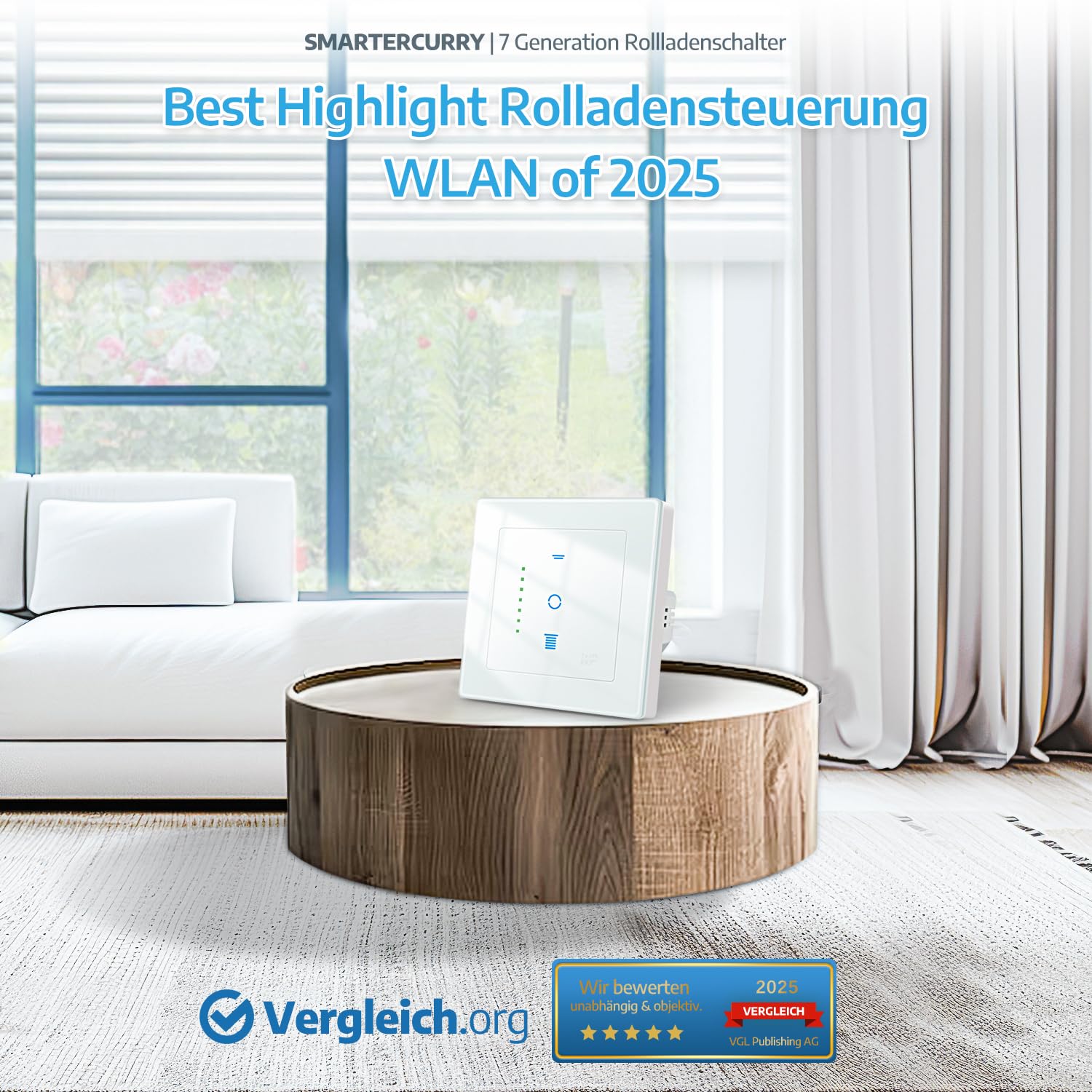 SMARTERCURRY Wlan Rolladenschalter Smart [7 Gen] 80 * 80mm Weiß 4 Stücke 8