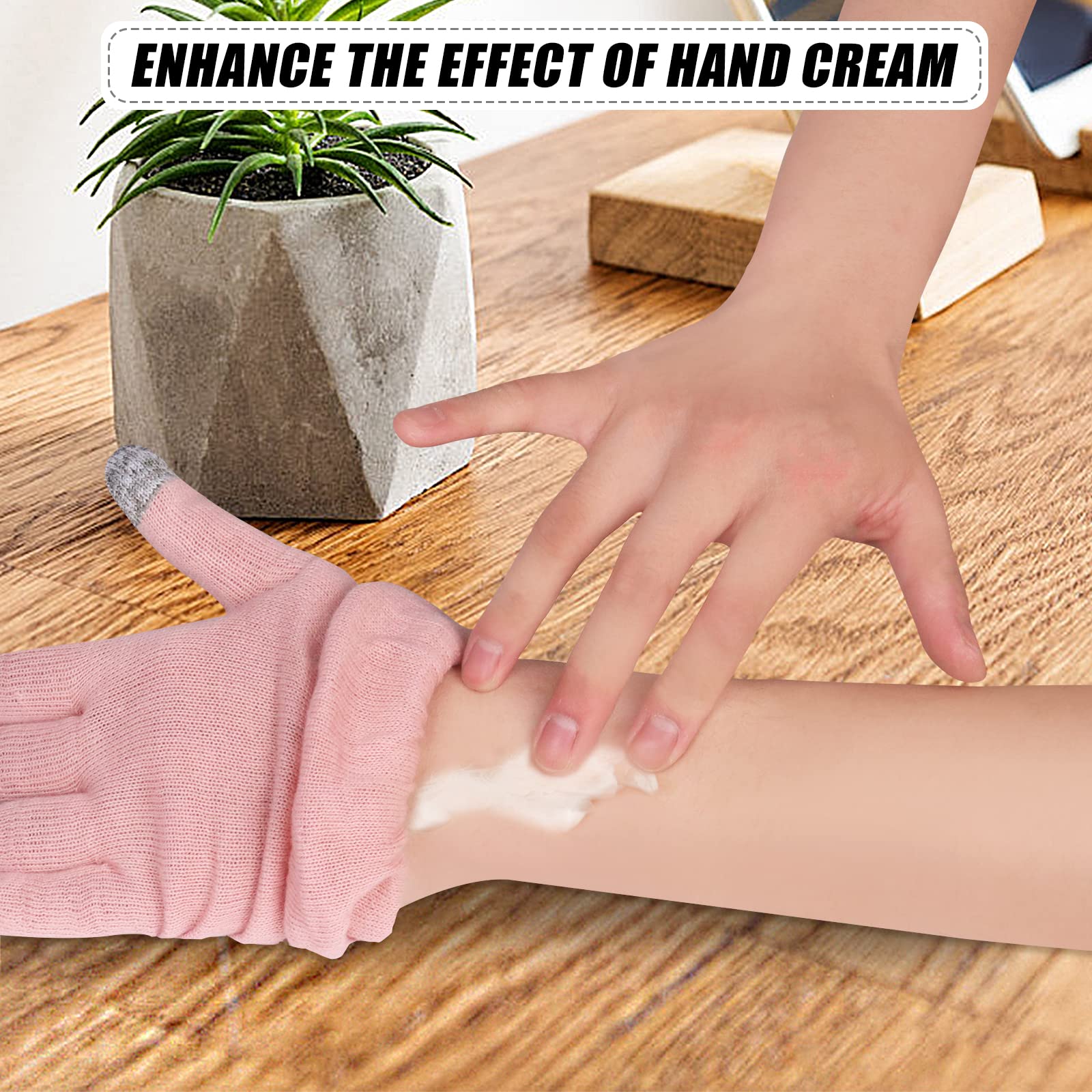 Donfri 2 Pairs Cotton Moisturizing Gloves Overnight Touchscreen Fingers for SPA Dry Hands Hand Care Day and Night Moisturizing (Medium-Pink)