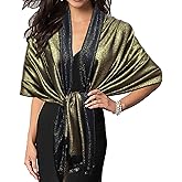 Gragengs Women's Sparkling Metallic Pashmina Shawls and Wraps Long Party Scarf Solid Color Two Tone