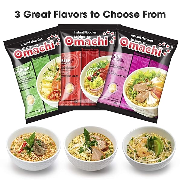 OMACHI GOLDEN POTATO NOODLES – HOT AND SOUR SHRIMP FLAVOR – MADE WITH NATURAL INGREDIENTS (HOT & SOUR SHRIMP, PACK OF 5)