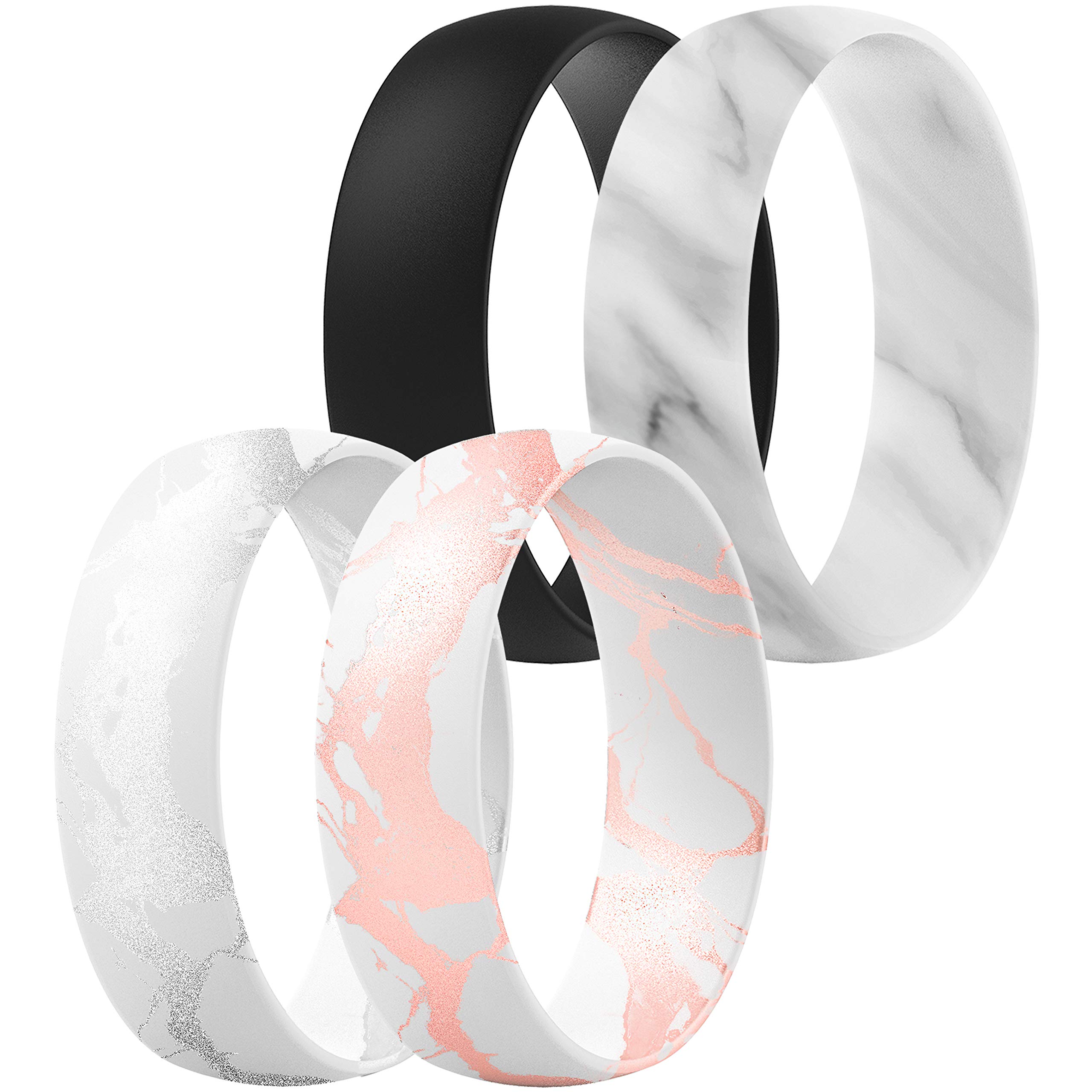 ThunderFit Silicone Band Rings, 7 Bands / 1 Band Wedding Bands for Men & Women 6mm Wide - 1.65mm Thick, 11.5 - 12 (21.30mm), Silicone, No Gemstone