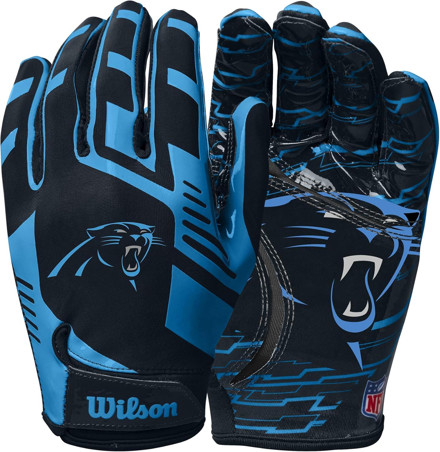 Wilson NFL Stretch Fit Football Gloves Carolina Adult (WTF9326CA
