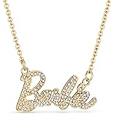Barbie Crystal Script Logo Necklace (Gold)