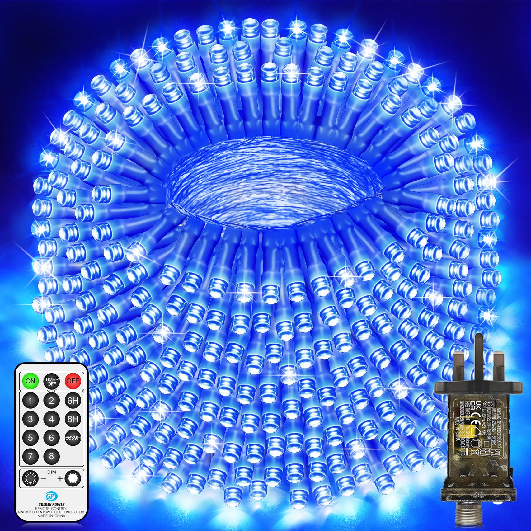 JXLEDAYY 120M 1000 LED Fairy Lights Outdoor String Lights Plug in Extra Long Christmas Lights Waterproof with Remote Timer 8 Modes for Outside Garden Patio Party Wedding Yard Tree Decorations-Blue — image 1