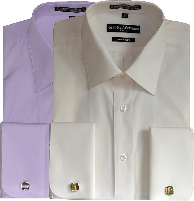 Pack of OffWhite and Lavender French Cuff Shirts (Cufflinks Included) (2036/37) at Amazon Men