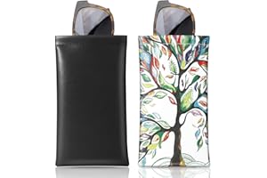 MoKo Squeeze Top Glasses Pouch, Portable Leather Soft Sunglasses Case Anti-Scratch Eyeglasses Bag Goggles Sleeve