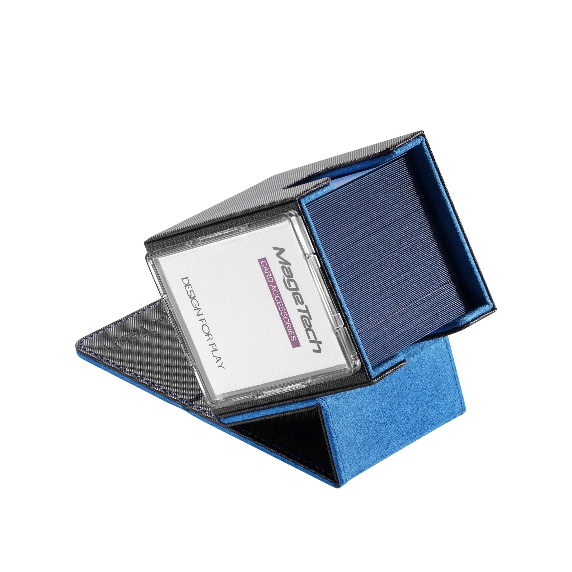 Mage Tech Adventurer [Hero] Modular Deck Box - Holds 99 Double-Sleeved Cards - Includes Avatar Holder - Ultra-Rugged, Expandable Design - MTG Commander/EDH & More - Black/Blue