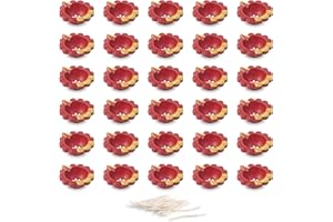 KSJONE Assorted Colour 30 Set Diya with Cotton Wicks Batti Traditional Handmade Terracotta Natural Earthen Oil Lamp Deepak Welcome Diya Earthen Diyas for Lighting Decoration Christmas Gift