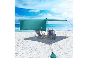 EasierHike Beach Shade Tent with Side Shade, Beach Umbrella Easy Pop Up Beach Canopy, UPF50+ Sun Protection Shelter, Windproof & Water Resistant,Beach Tent Sun Shelter Perfect for Family