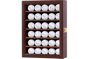 DISPLAYGIFTS Golf Ball Display Case for 30 Golf Balls, Display Cabinet Great Golfer Memorabilia Gift for Golf Enthusiasts, for Hole-in-1 Display, Wall Mount with Lockable Door Black