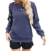 AUSELILY Women’s Crewneck Hoodless Sweatshirt Oversized Long Sleeve Pullover Tops with Pockets 2025 New X Decoration