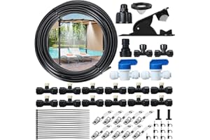 GOTGELIF Misters for Outside Patio, Misting Cooling System 50FT (15M) Misting Line 12 Brass Mist Nozzles with a Faucet Adapters(3/4") Outdoor Mister System Kit for Fan Greenhouse Garden Umbrellas