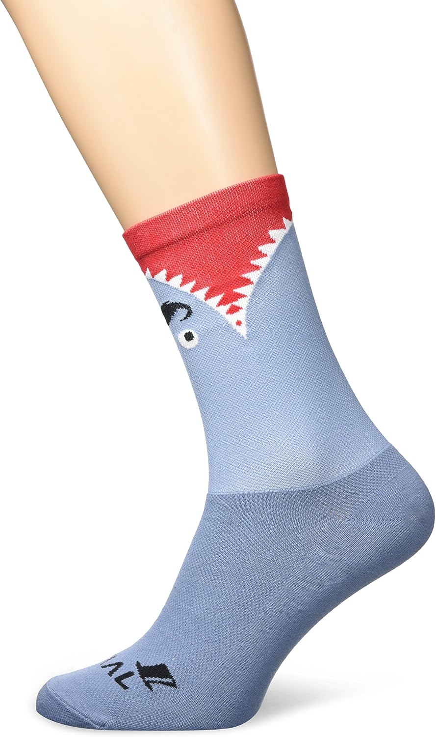Primal Wear Men's Shark Cycling Bike Socks, Multicoloured, Size 913