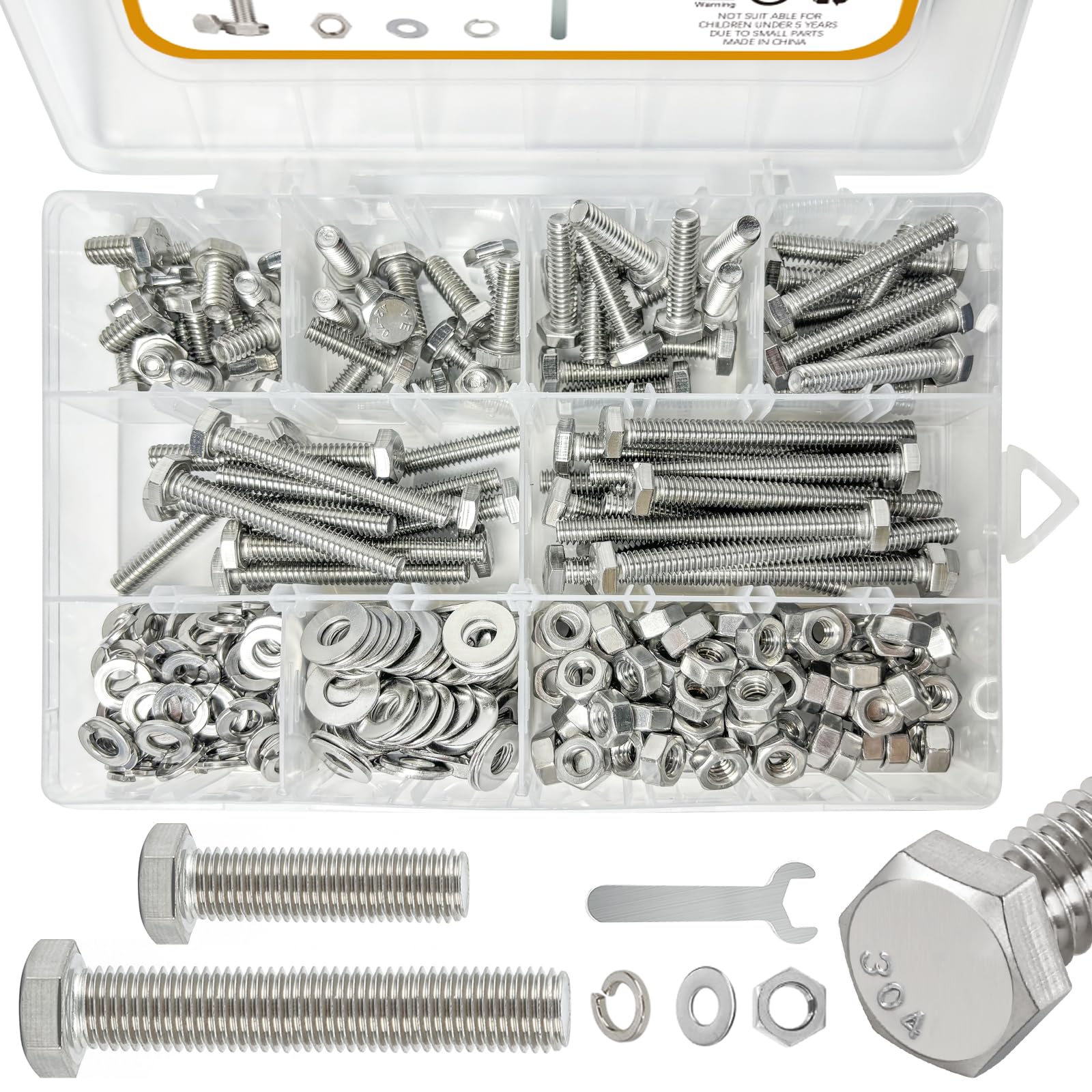 Photo 1 of 240PCS Nuts and Bolts, 1/4-20 Bolts and Nuts kit?with Lock&Flat washers?Wrenches? Hex Screws, Stainless Steel Bolts, and an Assorted Nuts and Bolts Assortment kit