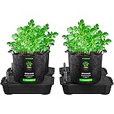 VIVOSUN 4-Pack FlexFeed Self-Watering Pots with Grow Bags, Auto Irrigation Fabric Pot Base with Water Meter & Maintenance Window, for Use Indoors/Outdoors in Grow Tents, Greenhouses, Gardens