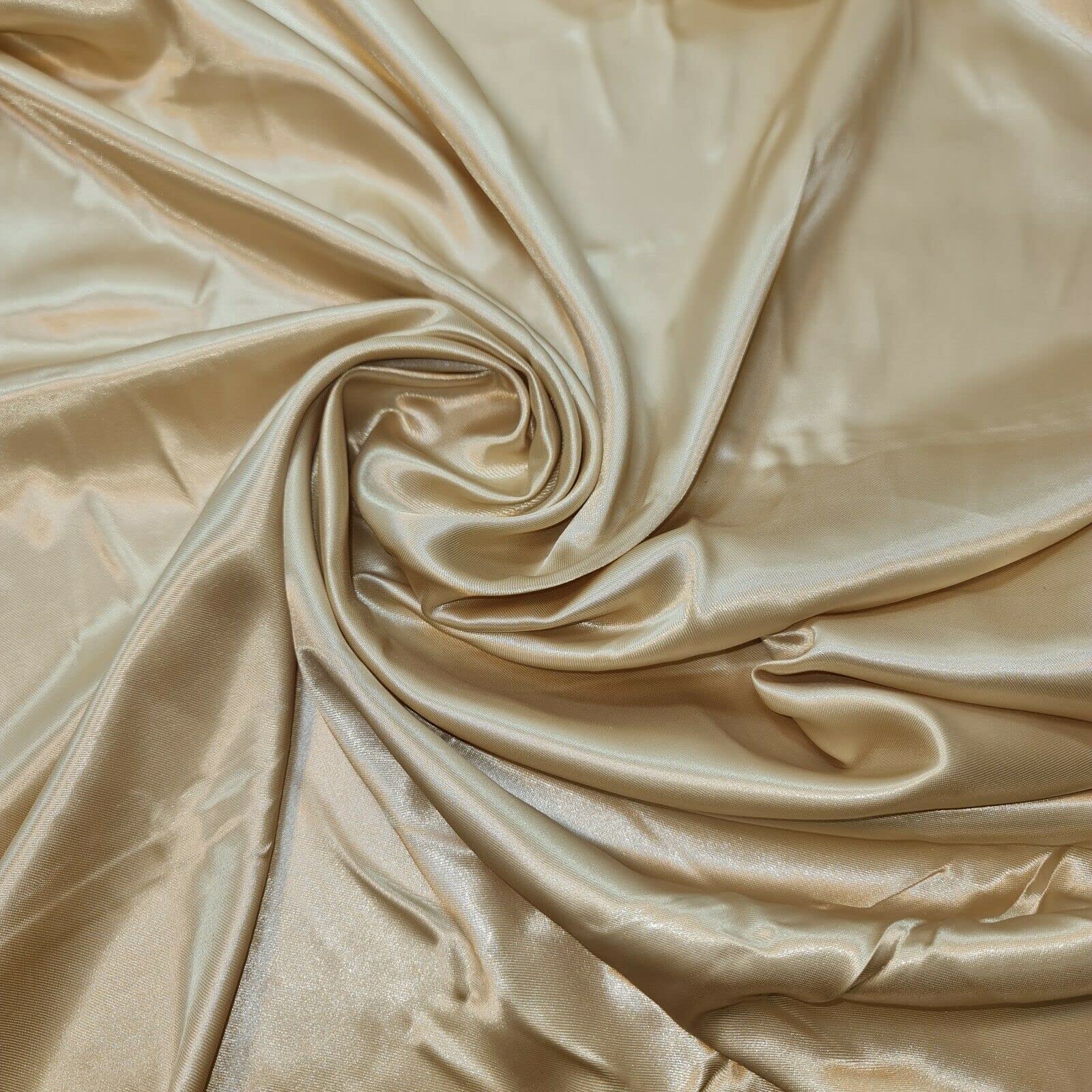 100% Polyester/Poly Silk Silky Satin Fabric, Dressmaking, Wedding, Prom - Dress Craft Fabric Material 58" - 150 cm Wide Sold As 1 Meter Pre - Cut Lengths (Beige)