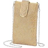 DTGN Evening Handbags Clutch Purses for Women, Crossbody Bag Crystal Rhinestone Purse Small Shoulder Bag Sparkly for Wedding Party Gold