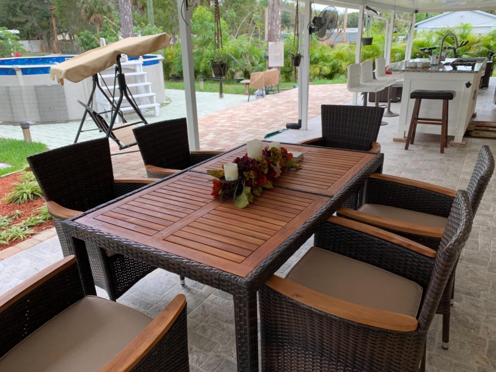 67/mo Finance Tangkula 7 PCS Outdoor Patio Dining Set, Garden Dining