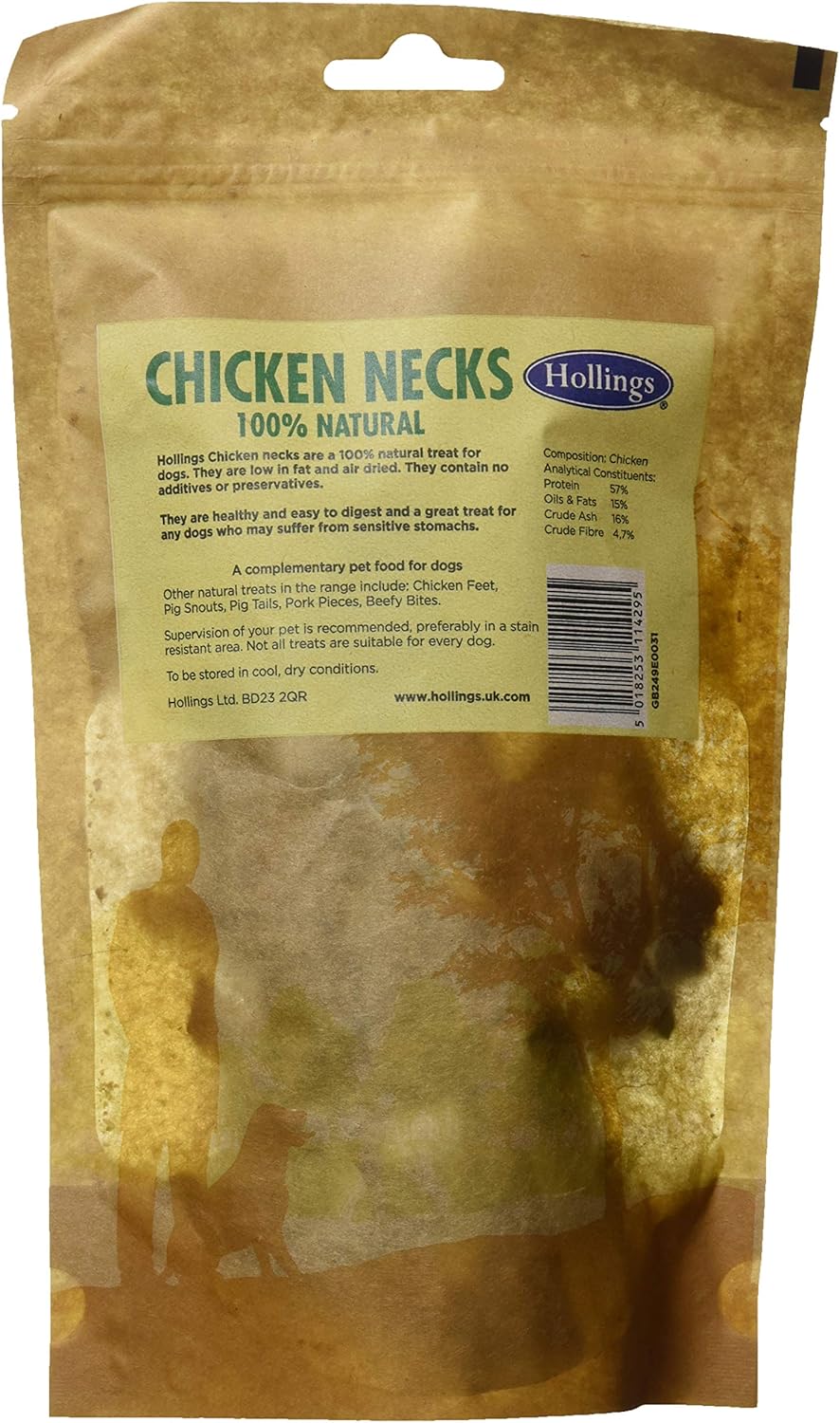 Hollings Chicken Necks Dog Treats, 100% Natural Air Dried Chew Treats for Adult Dogs Grain Free and High in Protein 120g (Pack of 8) - Image 3
