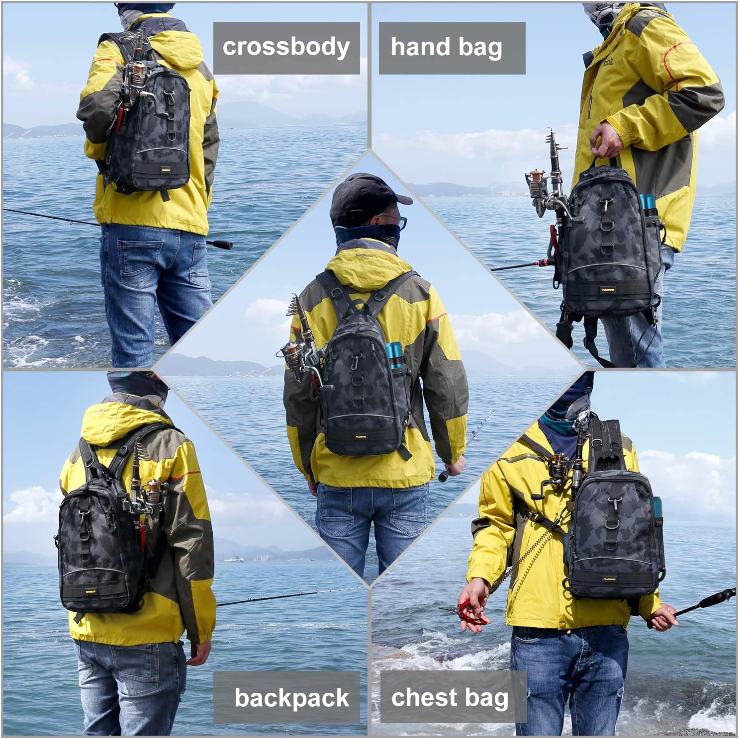 PLUSINNO Fishing Tackle Backpack Storage Bag，Outdoor Shoulder Backpack