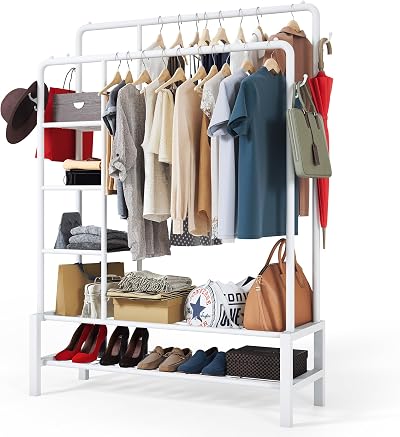 Klass Home Collection Heavy Duty Clothes Rail 120KG White Metal Rack double