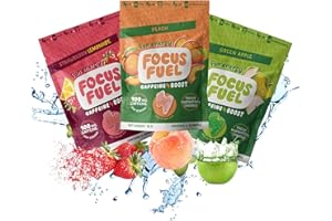 FocusFuel Energy Chews – Trial Size Variety Sample Pack (9 Servings) – 100mg Caffeine + Alpha GPC + L-Theanine + B12, Magnesium – Peach, Green Apple, Strawberry Lemonade Flavors – No Crash or Jitters